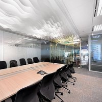 White ceiling lamellas for office 