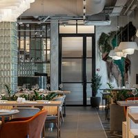White cloud-like ceiling for a restaurant 
