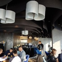 The black ceiling in Panorama 360 restaurant 