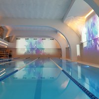 Drop Stripe ceilings in the swimming pool area 