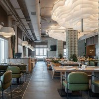 Interior design of “Bora” restaurant at the Azimut Hotel by Pergaev Bureau 