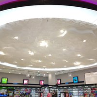 The designer ceiling in the "Mega Dybenko" shopping center 