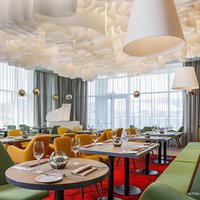 Decorating the ceiling of a summer veranda in a restaurant 