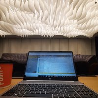 Lamellar ceiling in the office of MTS Bank 