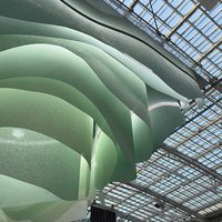 Lightweight Drop Stripe ceiling for the exhibition stand 