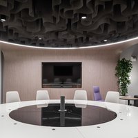 Non-flammable office ceiling for a meeting room 