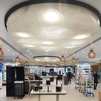 Wave ceiling in the form of a rose in the design of the Rive Gauche store 
