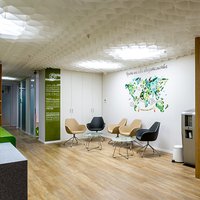 Honeycomb ceiling in the office of Yves Rocher 