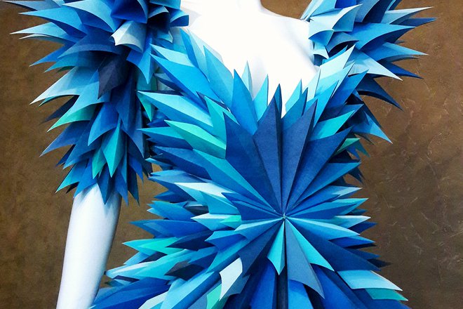 Handmade architectural paper dresses 