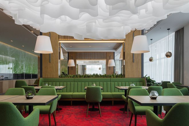 Suspended ceiling for Hilton Hotel. V12 architectural bureau 