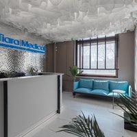 Reception area decoration, Wave ceiling 