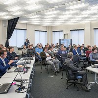 Cellular ceiling in Skolkovo office made of non-flammable paper 