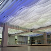 RGB ceiling lighting in a fitness club 
