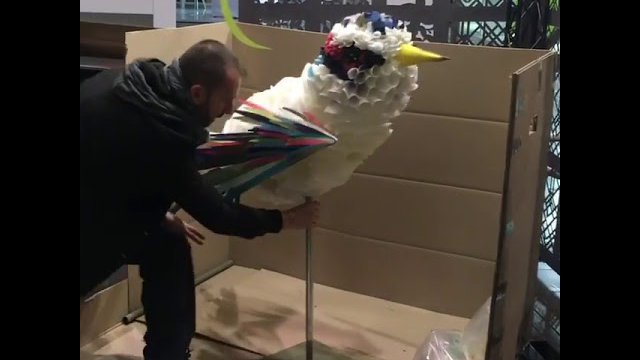 Paper bird Art object, hummingbird (video) 
