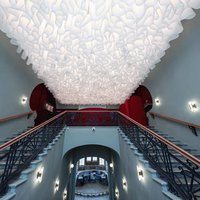 Decoration of the ceiling above the stairs at the Center for contemporary culture 